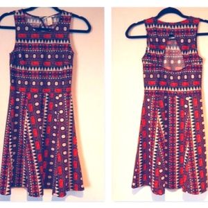H&M Dress Ethnic Print Size XS Open Back
